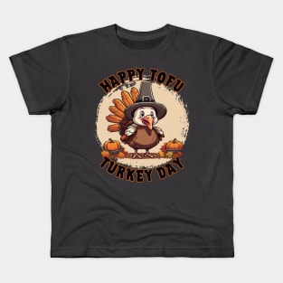 Cute Thanksgiving Turkey Celebrates Tofu Turkey Day. Kids T-Shirt